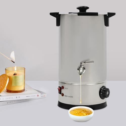GramStudio Candle Wax Melter 10L Electric Candle Wax for Making Candles with Thermostat, Stainless Candle Making Pot with Faucet 30-110°C/ 86℉-230℉