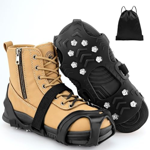 Spikes für Schuhe Winter mit 11 Edelstahl-Zacken – rutschfeste Schuhspikes Schneekrallen Anti Rutsch Schuhüberzieher für Schnee und EIS, Crampons für Wanderschuhe