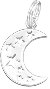 Diademita Silberner Halbmond- und Sterne-Charm mit Spaltring