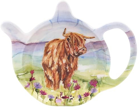 The Leonardo Collection Jennifer Rose Highland Cow Tidy Teabag | Kitchen & Home, Tea Bag Holder, Decorative Highland Cow Design, Gift For Animal Lovers