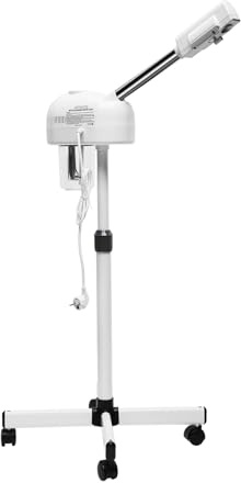 2 in 1 Gesichtsdampfer, 800W Gesichtssauna Ozon Bedampfer mit Rollen, 360° Porenreiniger Dampf Spa Maschine für Zuhause Salon Spa, Weiß