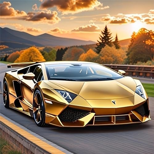 Qihensail Gelbes Auto Diamond Painting Erwachsene Adult,DIY Diamant Painting Bilder,Daiments Painting Erwachsene Für Home Wand Decor,Frauen Geschenk. (Auto)