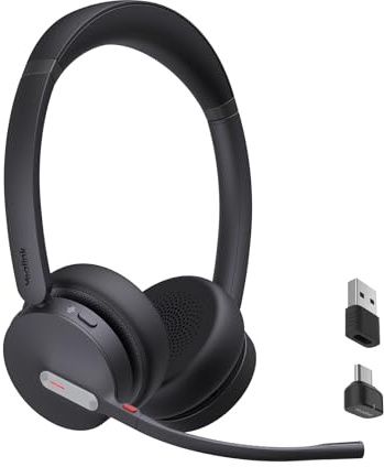 Yealink BH70 Wireless Headset with Microphone for Work from Home PC USB C/A | 3 Mic AI Noise Cancellation, Stereo Bluetooth Headphones Zoom Certified,35h Battery Life&Mute Button, 50m Range for Office UC