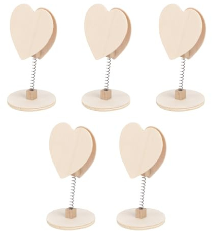 PACKOVE 5pcs Pinces Décoratives pour Table en Bois Naturel Beige, Forme Cœur, Solides et Faciles à Tenir, pour Projets Scolaires et Décorations de Noël