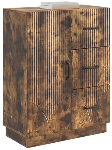 vidaXL Sideboard Geräucherte Eiche 66 x 34,5 x 87 cm Holzwerkstoff, Wohnzimmer, Moderne Aufbewahrung, Esszimmermöbel, praktischer Schrank, viel Platz für Ordnung