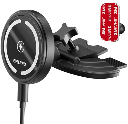 OHLPRO CD Schlitz MagSafe Autohalterung mit Ladefunktion mit Schnellladen | Magnetische Autohalterung mit 15W Schnellladen, 360° Drehung & Einhandbedienung, Handyhalterung mit iPhone 12–17 Pro Max