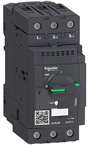 Schneider Electric TeSys GV3 - Motor Circuit Breaker, 3 Pole, 65A, Magnetic, Rotary Handle, EverLink Terminals, GV3L65