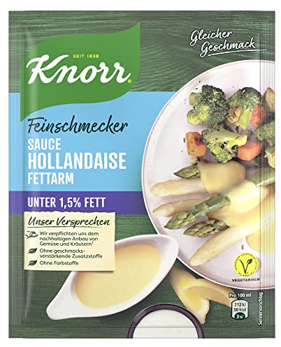 Knorr Feinschmecker Sauce Hollandaise fettarm leckere Soße mit unter 1,5% Fett ohne geschmacksverstärkende Zusatzstoffe 250 ml 1 Stück
