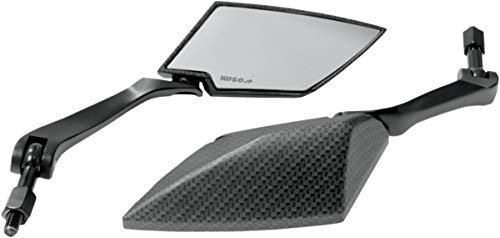 Koso OA016CK2 Spiegel im Carbon-Look, klares Glas, M10-Gewinde, TT-Stil