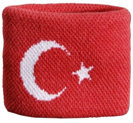 Flaggenfritze® Schweißband Türkei, 2er Set, Rot, 7 x 8 cm, für aktive Personen, türkische Sportfans, Männer, Frauen