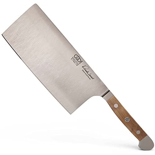 Güde Solingen-Hacha Forjado, 18 cm, Madera de Roble de Barril, Alpha-FASSEICHE-Doble virola, Hecho a Mano en Alemania, Chrome Steel, Cuchillo de Carnicero