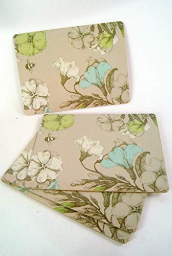 Place mats set of 4 Place Settings Cream with Duck Egg Blue, Green and White Contrasting Colours Mushroom