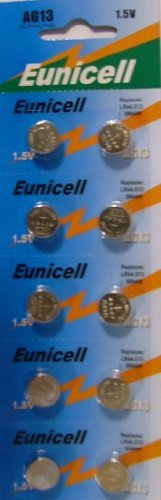 Eunicell 10x AG13 LR44 Button Cells Batteries A76 L1154 SR44 G13 357 1.5 V