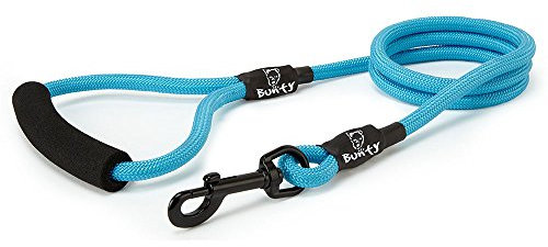 Bunty Nylon Rope Dog Lead with Clip - Extra-Strong Lead, Small, Medium & Large Dogs, Ergonomic Foam Grip - Dog Training Lead & Swivel Clip for Dog Collar - Large, Light Blue 120cm