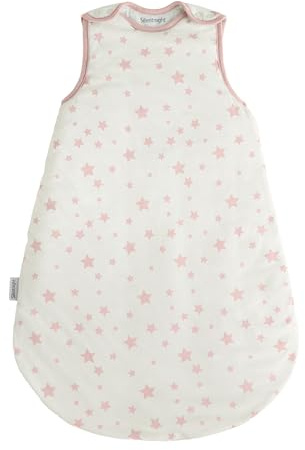 Silentnight Safe Nights Baby Slee Bag 2.5 Tog Winter - Swaddle Wearable Blanket Sleeveless for 6-18 Months Breathable Soft Touch Cotton Jersey - 6-18 Months - Pink Stars