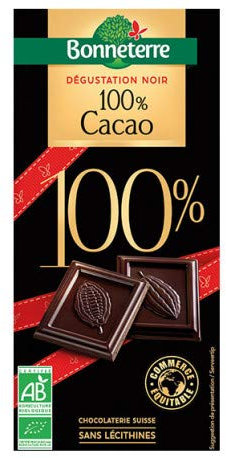 BONNETERRE Chocolat noir Dégustation 100% Cacao 70G Bio -