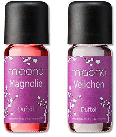 Duftöle von miaono - Wunderbare Welt der Düfte - Aromaöle für himmlichen Raumduft (Veilchen-Magnolie, 2er Set 2x10ml)