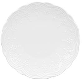 10 Strawberry Street Valentina - Set di 6 piatti piani, 27 cm, colore: Bianco Piatto per pane e burro 6 Infradito colorati estivi, con finte perline