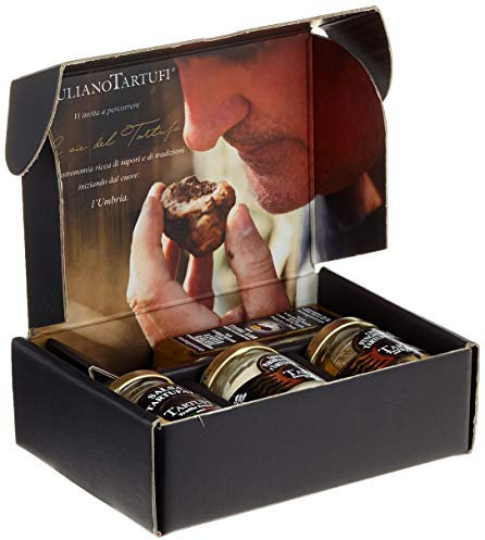 Geschenkset Trüffel to go von Giuliano Tartufi mit Trüffelöl und drei verschiedenen Trüffelcremes