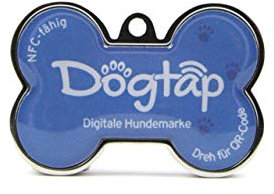 Dogtap Solid, digitale Hundemarke Knochen, mit NFC-Chip und QR Code für Kontaktdaten und Steckbrief, PVC, Metall, wasserfest, robust, 41,6 x 28,5 x 4,6 mm