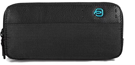 PIQUADRO P16 Pochette in pelle e tessuto con polsiera removibile a tre scomparti