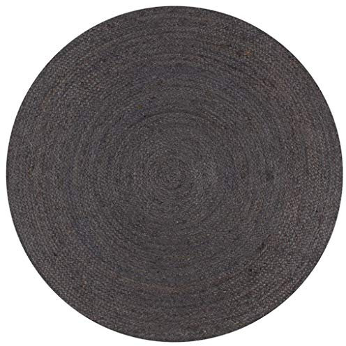 vidaXL Tappeto Lavorato a Mano in Juta Naturale Intrecciata Rotondo a Spirale Cucina Salotto Passatoia Artigianale Stuoia 150 cm Grigio Scuro