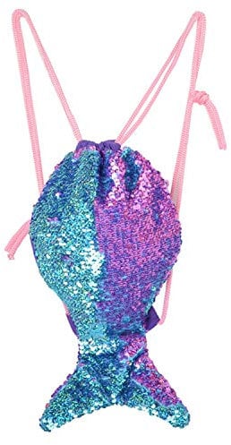 Magischer Meerjungfrau Pailletten Rucksack,30*50cm Reversibler Glitzer Niedlich Turnbeutel Sport & Tanz Rucksack mit Kordelzug Turnbeutel Verspielt Funkelnde Tanztasche für Mädchen Teens Damen