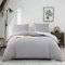 MOHAP Housse de Couette Réversible 220x240 / 65x65x2 cm Coton lavé Gris Claire Parure de Lit Aspect Ridée Naturel Bicolore pour 2 Personnes Fermeture Éclair Sets de Housse Couette