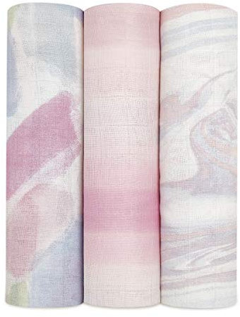 aden + anais Silky Soft Musselin-Pucktücher, Decken für Neugeborene Mädchen & Jungen, Baby & Kleinkind Wickeltücher Set aus Bambus Viskose, 120x120cm, 3er Pack, Florentine