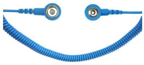 Safeguard WL42087 ESD Spiralkabel, 2 MOhm, 3/10mm Druckknopf, 3.6m, Hellblau