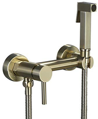 Lopus Bidet Spray Set, Brass Brushed Gold Bidet hot and Cold Water Set Toilet Spray Gun Ass Flusher Nozzle Set, Hand Blender Valve Jet Pres Set Shower Head with Pressure,C