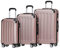 BEIBYE Hartschalen-Koffer Trolley Rollkoffer Reisekoffer Handgepäck 4 Rollen (M-L-XL-Set) (Rosa Gold, Set)