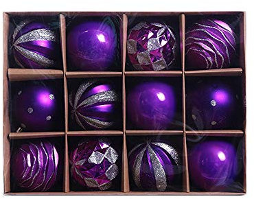 Baumkugeln 12 Stück Christbaumkugeln Weihnachtskugeln, Morbuy Kunststoff Weihnachtsbaumkugeln Plastik Bruchsicher, Weihnachtsbaumschmuck Weihnachtsdeko (lila)