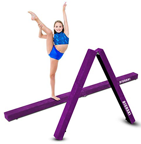 Klappbarer Schwebebalken, 2,4 m, Bodenturnausrüstung für Turner, Kinder und Erwachsene, rutschfeste Gummiunterseite, professioneller Gymnastikbalken für Heimtraining (lila)