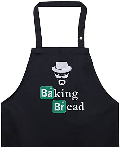 BAKING BREAD Schürze - verstellbare Kochschürze für Damen/Männer mit lustigem Spruch Grillschürze für Breaking Bad-Fans bestickte Küchen-Schürze Herren - Geburtstags-Geschenk Grillfans