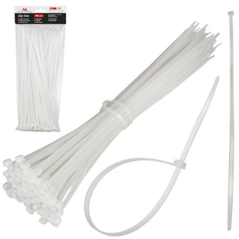 Kabelbinder 100-er Set UV-Beständig Kabelmanagement Kabelorganizer Kabelbinderset (100 Stück 3.6x250mm, Weiß)