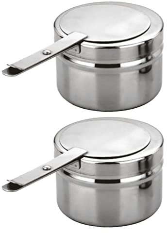 HEMOTON 2 Stücke Brennpastenbehälter Pastenbrenner aus Edelstahl Tragbarer Fondue Brenner Edelstahl Brenner Halter mit Abdeckung Behälter für Fondue Speisewärmer oder Chafing Dish
