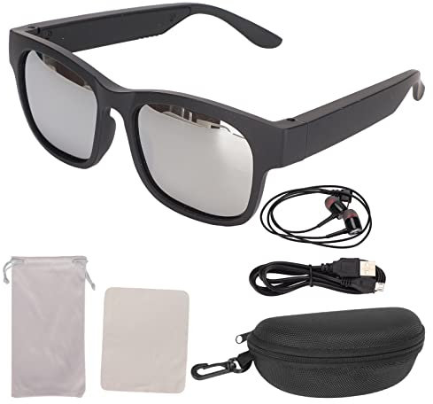 Gafas de Sol Inteligentes Bluetooth con Auriculares Inalámbricos Estéreo, Cancelación de Ruido, Monturas Negras para Ciclismo, Correr, Conducir, Pescar
