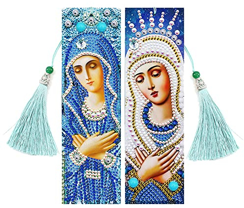 Kaizuca 2 Stücke Lesezeichen, Diamant Leder Lesezeichen mit Quaste, für Erwachsene und Anfänger, Valentinstag Geschenk, Geburtstagsgeschenk (D)