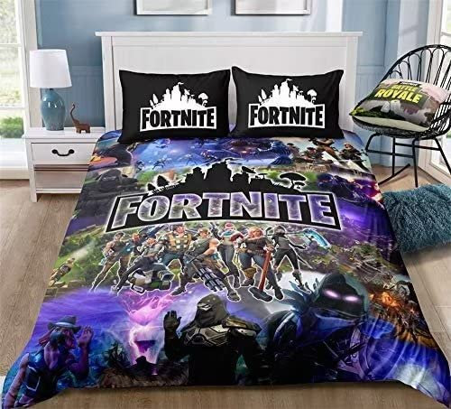 Meiju Bettwäsche für Erwachsene und Kinder, Bettbezug aus Mikrofaser, und Kopfkissenbezüge, 3D-Druck, Bettwäsche-Set für Erwachsene und Kinder, Mädchen, Jungen (Fortnite 5, 200 x 200 cm)