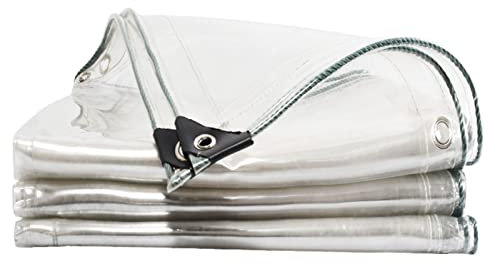 Tarpaulin Clear Tarp with Grommets 9mx9m, Thickened Waterproof Plastic Clear Tarp, Durable PVC Pergola Patio Roof Sheet Cover, Anti-Aging Collapsible