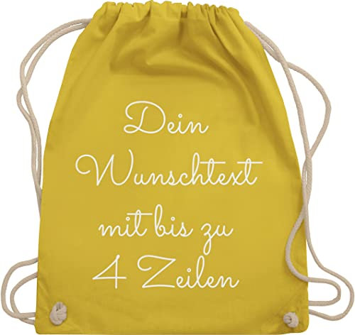 Turnbeutel Rucksack - Aufdruck selbst gestalten - Wunschtext I Geschenk personalisiert - Unisize - Gelb - stoffbeutel kindergarten beutel wechselkleidung personalisierte bedrucken sportbeutel
