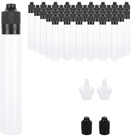 AKOLAFE 40PCS Plastic Dropper Bottles 30ml, Dropping Bottles 1oz Plastic Bottles Empty Squeezable Eye Liquid Dropper with Screw Caps for Cosmetic Essential Oil, Reagent Lab Drops