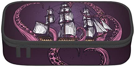 YINGD Octopus Kissen Kraken im Ozean Meer Lila Spezielles Federmäppchen für Mädchen Jungen, große Kapazität Federmäppchen Groß Pencil Pou, farbe, 21.00cm*10.5cm*5.00cm, Schulranzen-Set