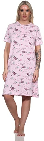 Normann Damen Kurzarm Nachthemd in floralem Alloverprint, Farbe:rosa, Größe:40-42