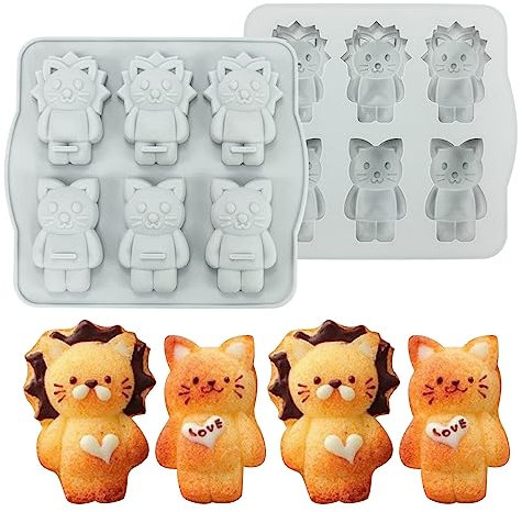 Moule en silicone pour gâteau, pâtisserie, chocolat, chocolat, bonbons, chocolat, accessoires de cuisine (chat lion, Q_20 x 17,8 x 1,8 cm)