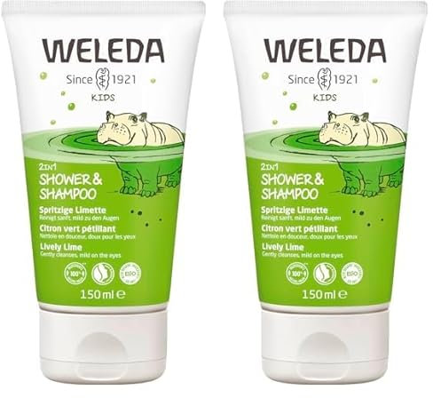 WELEDA Bio Kids 2in1 Shower & Shampoo Spritzige Limette, Naturkosmetik Duschgel und Bodylotion zur schonenden Reinigung von Haut und Haar, geeignet für Kinder ab drei Jahren (1 x 150 ml)
