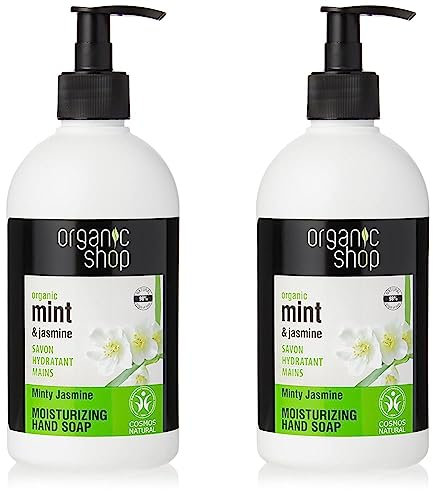 Organic Shop Mint and Jasmine Moisturising Hand Soap, 500 ml (Pack of 2)