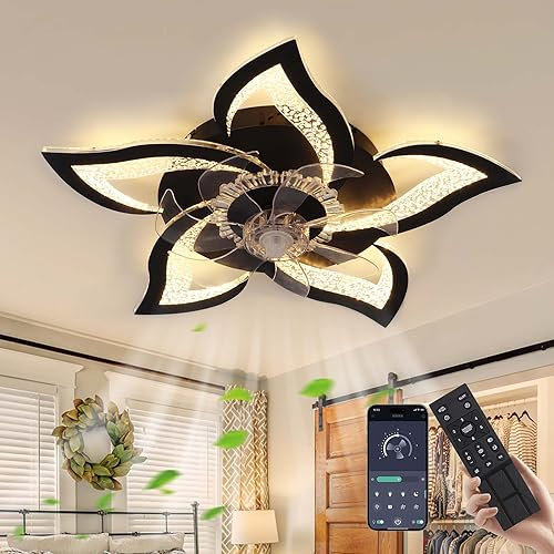CANEOE LED Deckenventilator Mit Beleuchtung, 80W Modern LED Deckenleuchte Mit Ventilator, Leise Reversibel mit Fernbedienung und APP Dimmbare Lampe mit Ventilator für Wohnzimmer Schlafzimmer Esszimmer