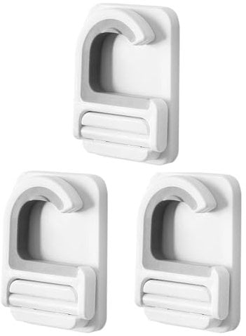 Uonlytech 3pcs Mop Holder Wall Mounted No Punching Mop Clip Adhesive Broom Hanger Utility Hooks for Organization and Storage Mop Holder White